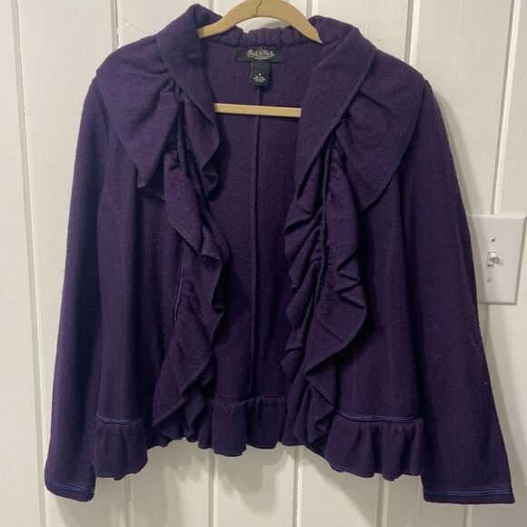 Purple wool jacket with ruffle‎ - Picture 1 of 8